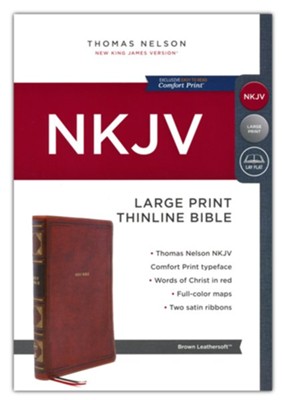 NKJV Thinline Bible Large Print, Brown, Red Letter Ed.