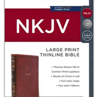 NKJV Thinline Bible Large Print, Brown, Red Letter Ed.