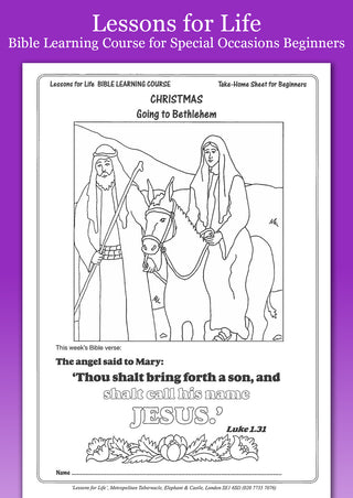 Lessons for Life Bible Learning Course Sheets for Special Occasions for Beginners sample sheet image.