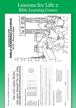 Lessons for Life 2 Bible Learning Course sample sheet image.