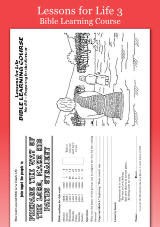 Lessons for Life 3 Bible Learning Course sample sheet image.