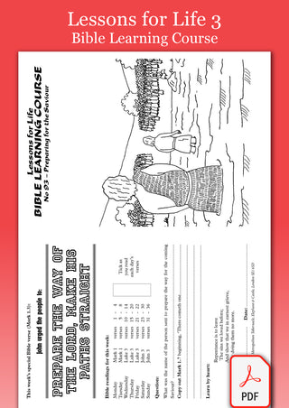 Lessons for Life 3 Bible Learning Course pdf sample sheet image.