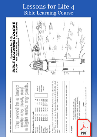 Lessons for Life 4 Bible Learning Course pdf sample sheet image.