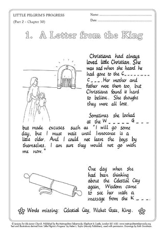 Junior Church Infants Little Pilgrim's Progress PDF Sample Worksheet
