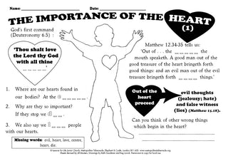 Junior Church Infants The Heart sample worksheet image.