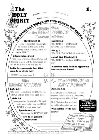 Junior Church Juniors The Holy Spirit sample worksheet image.