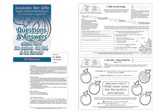 Junior Church Seniors Questions & Answers About Man sample worksheet image.