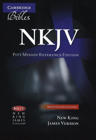 Cambridge Bibles NKJV Pitt Minion Reference Edition Brown Goatskin Leather cover image.