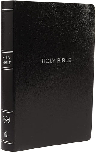 NKJV Giant Print Center-Column Reference Bible Black Leatherflex cover image.