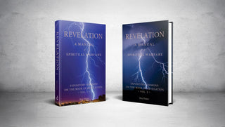 Two books titled 'Revelation: A Manual of Spiritual Warfare' on a gray background