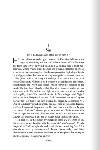 Holiness by J C Ryle sample page 1.