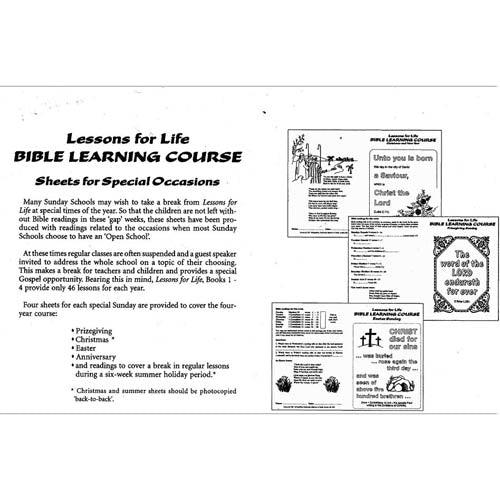 Lessons for Life Bible Learning Course Sheets for Special Occasions
